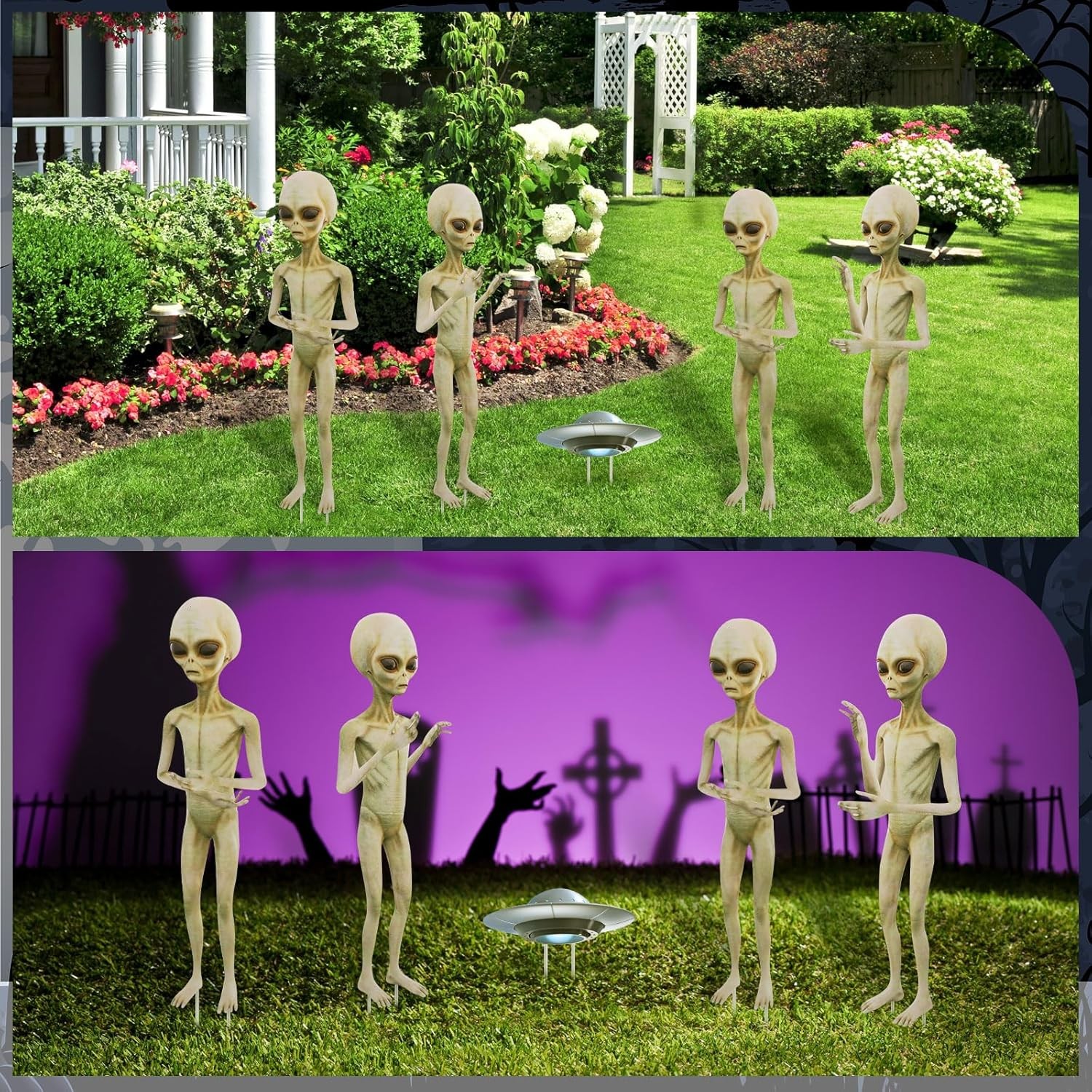 5 Pieces Halloween Yard Sign Full Body Large Alien Outdoor UFO Scary Decorati…