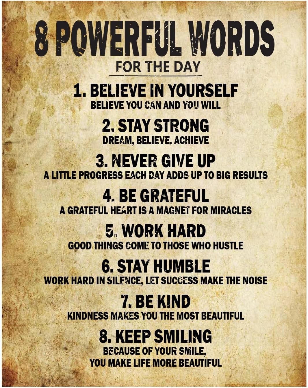 Motivational Quotes 8 Powerful Words for the day Poster Thick Cardstock Paper…