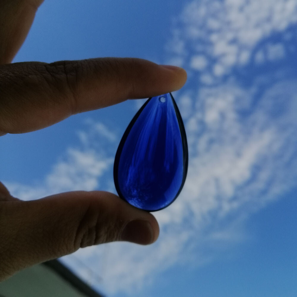 30pcs 50MM Blue Smooth Crystal Drop Lighting Prisms Hanging Pendants Chandelier