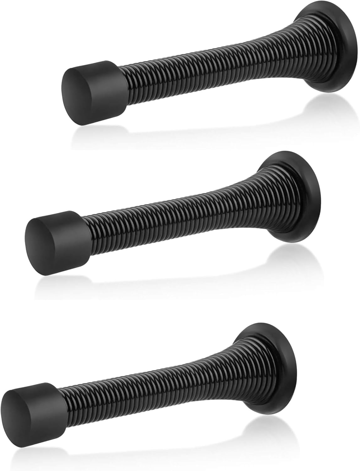 Spring Door Stopper-Matt Black – 3-Pack Wall Door Stopper – Easy Installation Do