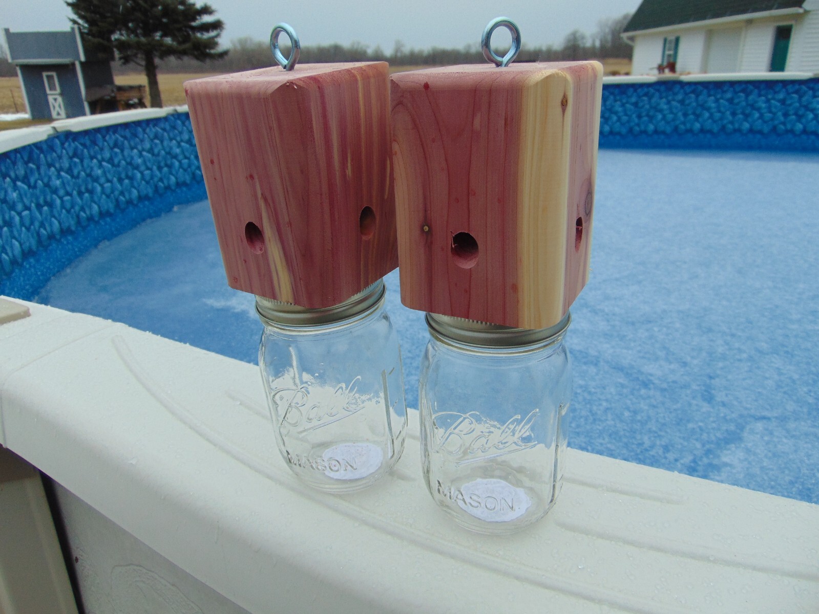 2 Red Cedar Carpenter Bee-bore traps FREE SHIPPING 100% Made in America