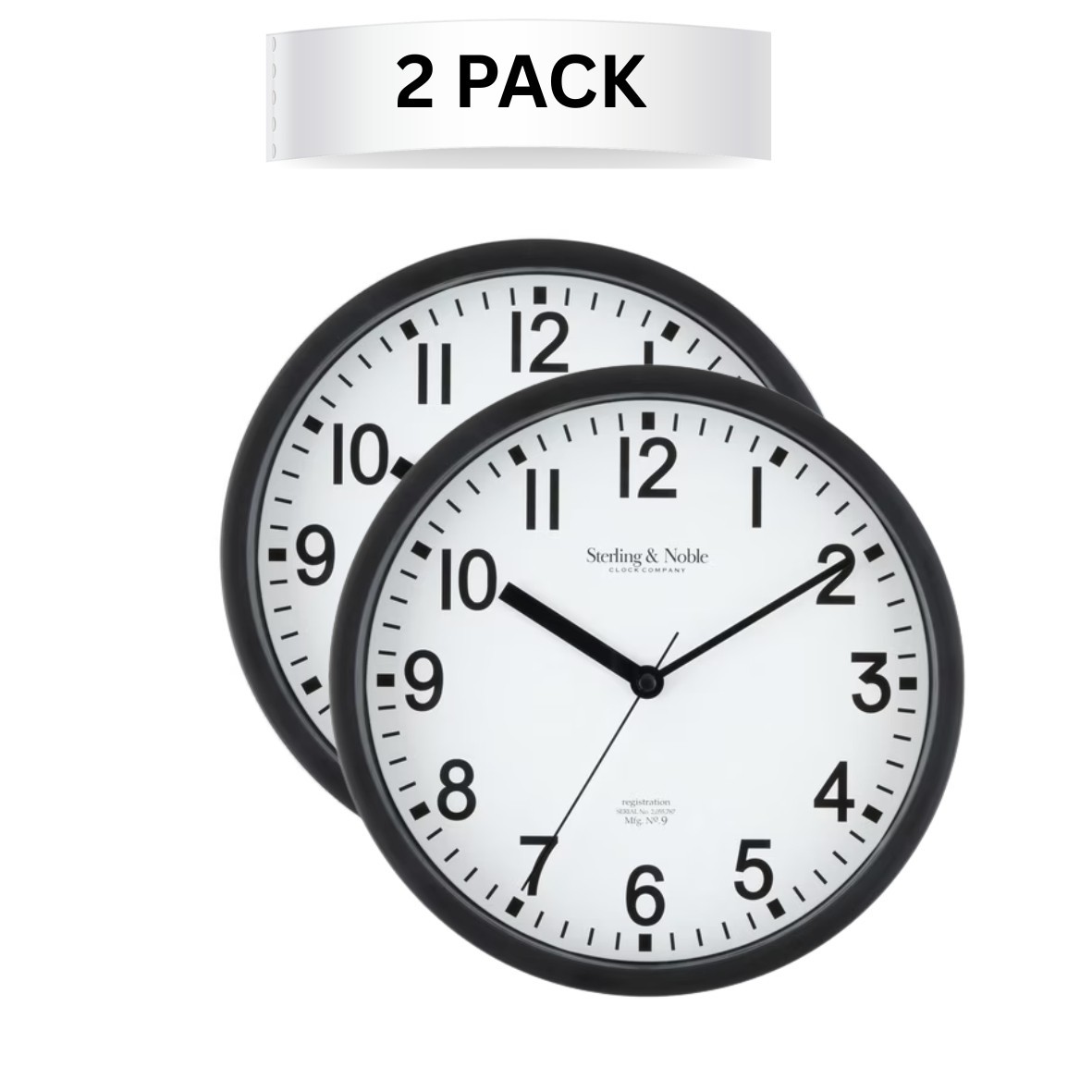 Mainstays Basic Indoor 8.78″ Black Analog Round Modern Wall Clock (2 Pack)