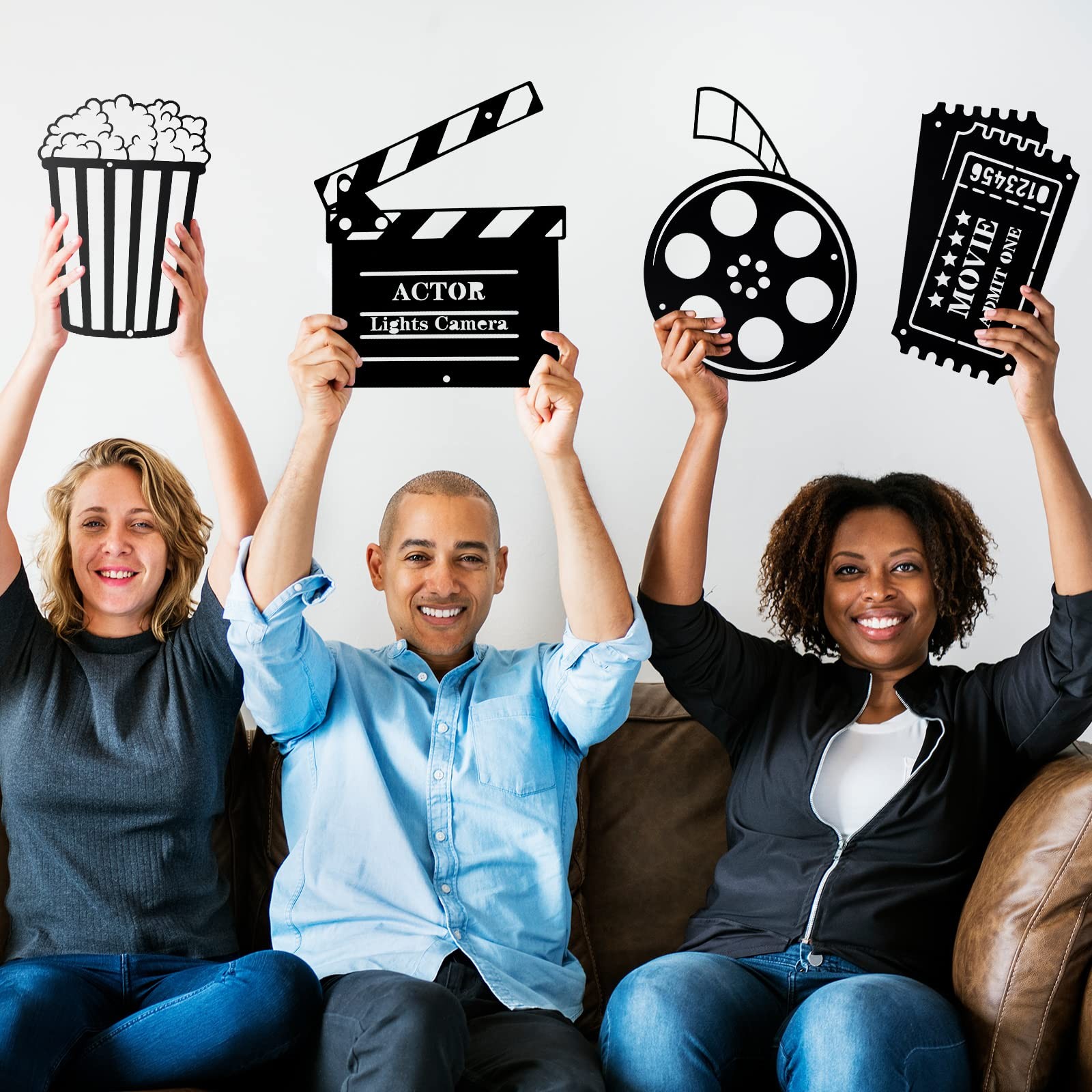 5 Pieces Movie Theater Decor Movie Theater Metal Home Room Decor Cinema and P…