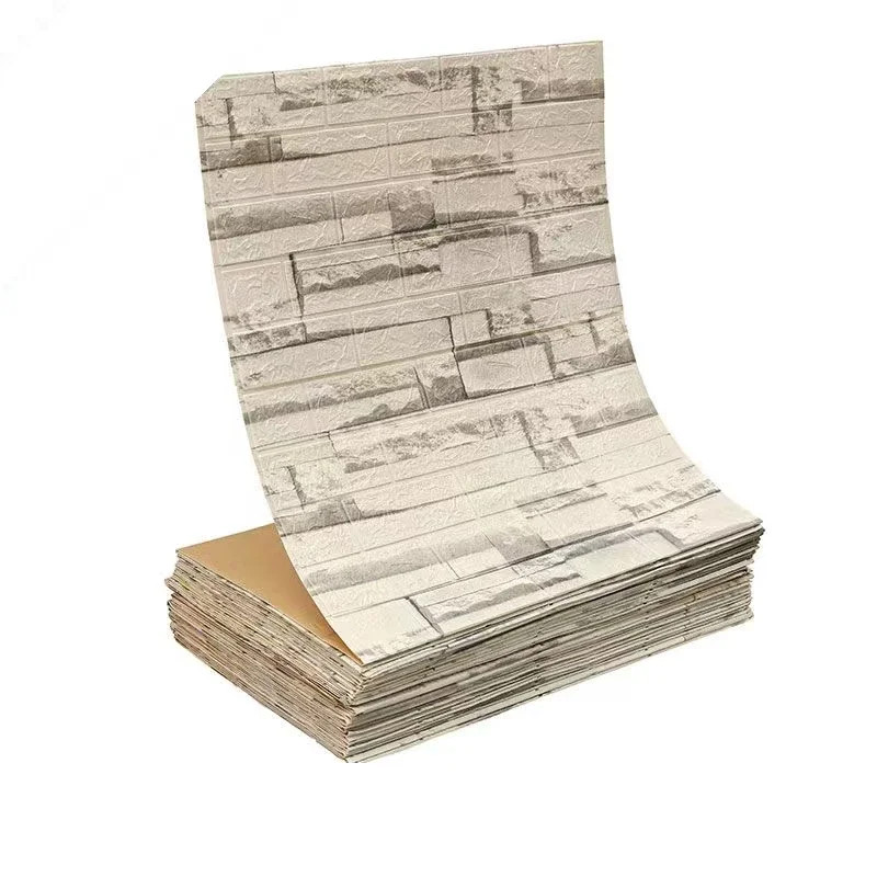 3D Soft Foam Brick Wallpaper Roll Self Adhesive Waterproof Wall Stickers 70x200c