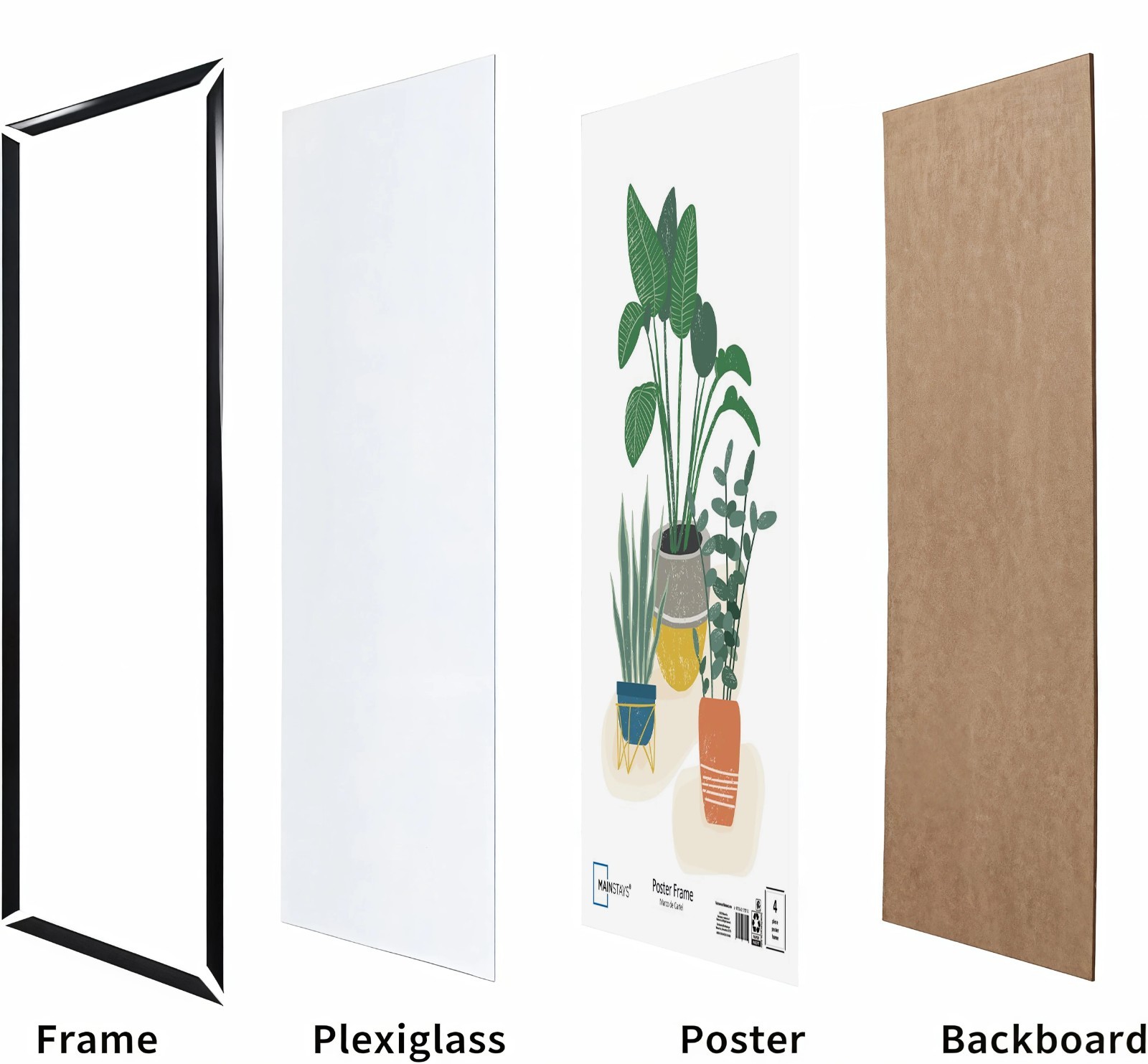 Mainstays 24×36 Picture Frame, Black Flat Profile Wall Photo Frame.