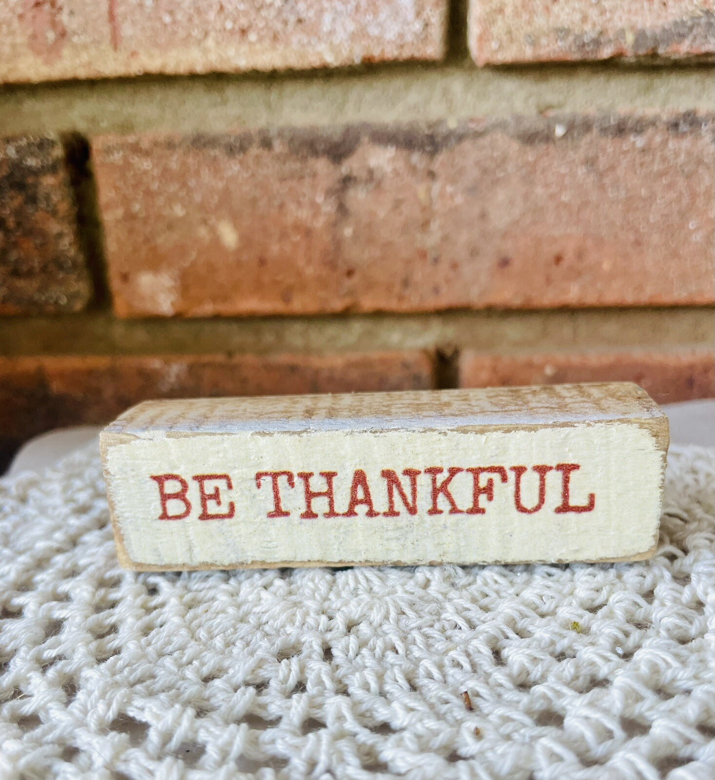 Be Thankful Mini Distressed Block NEW