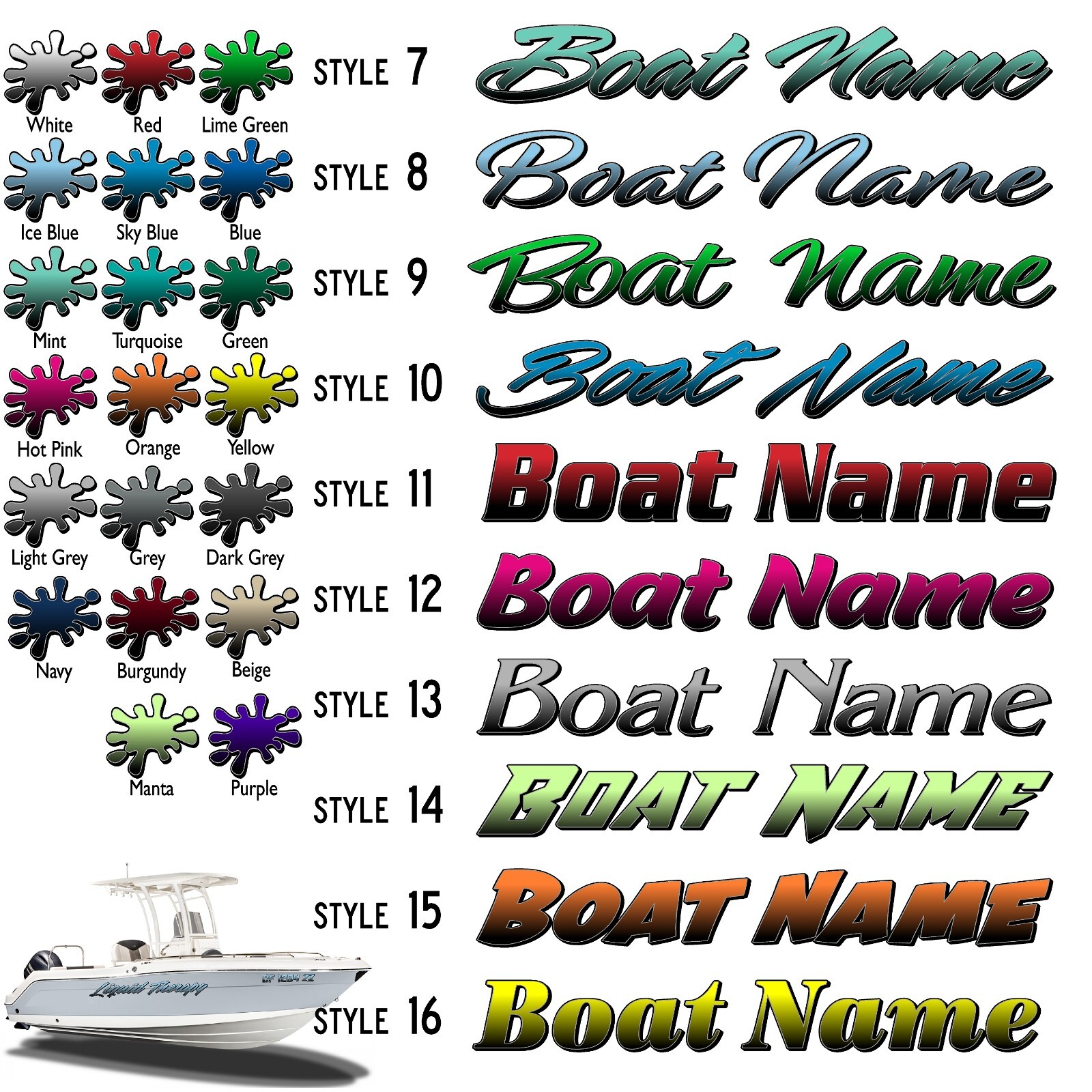 Boat Name Decal 4×24″ / Custom Hull Graphic / Premium Marine Vinyl Lettering GRB