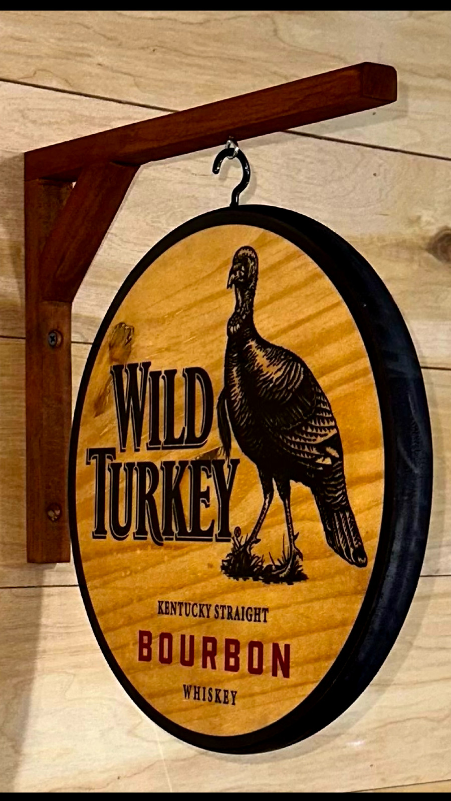 Wild Turkey Bourbon Double Sided Wood Pub Sign – 12 inch diameter