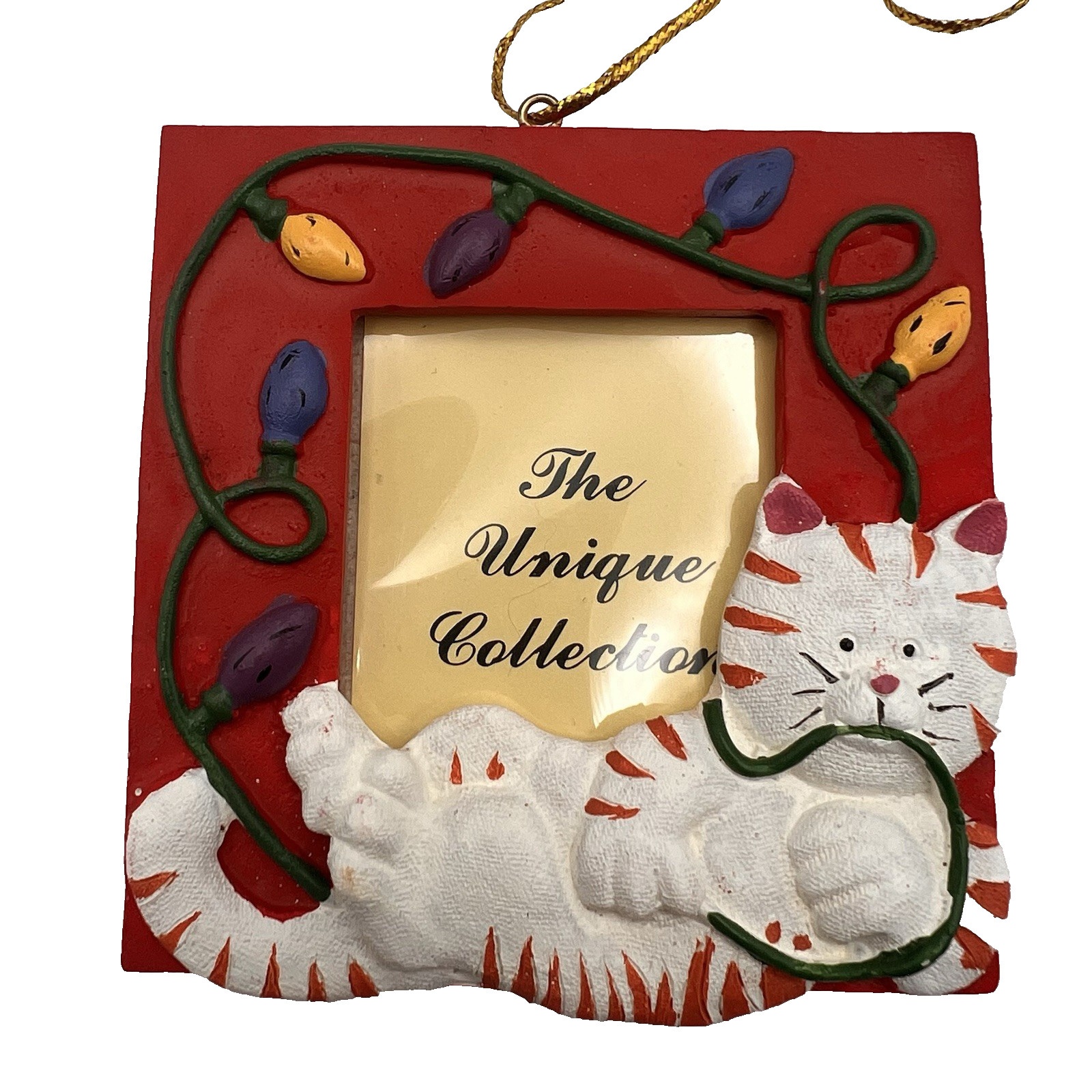 Lot of 5 Cat Christmas Ornament Frames 3″x 3″ Holds 1.5″x1.5″ Photo Cat Lovers