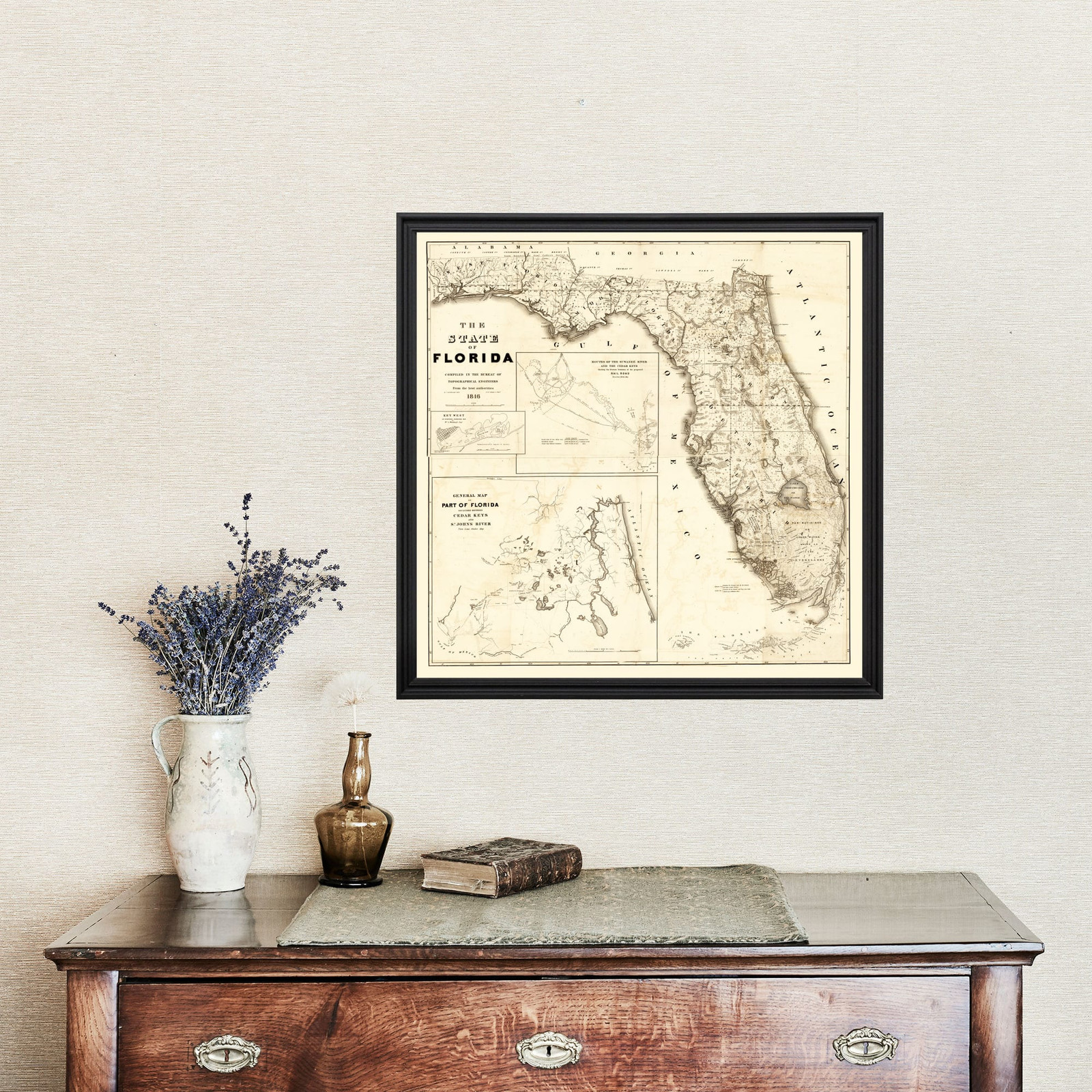 Old Map of Florida 1846 – Vintage Florida Art