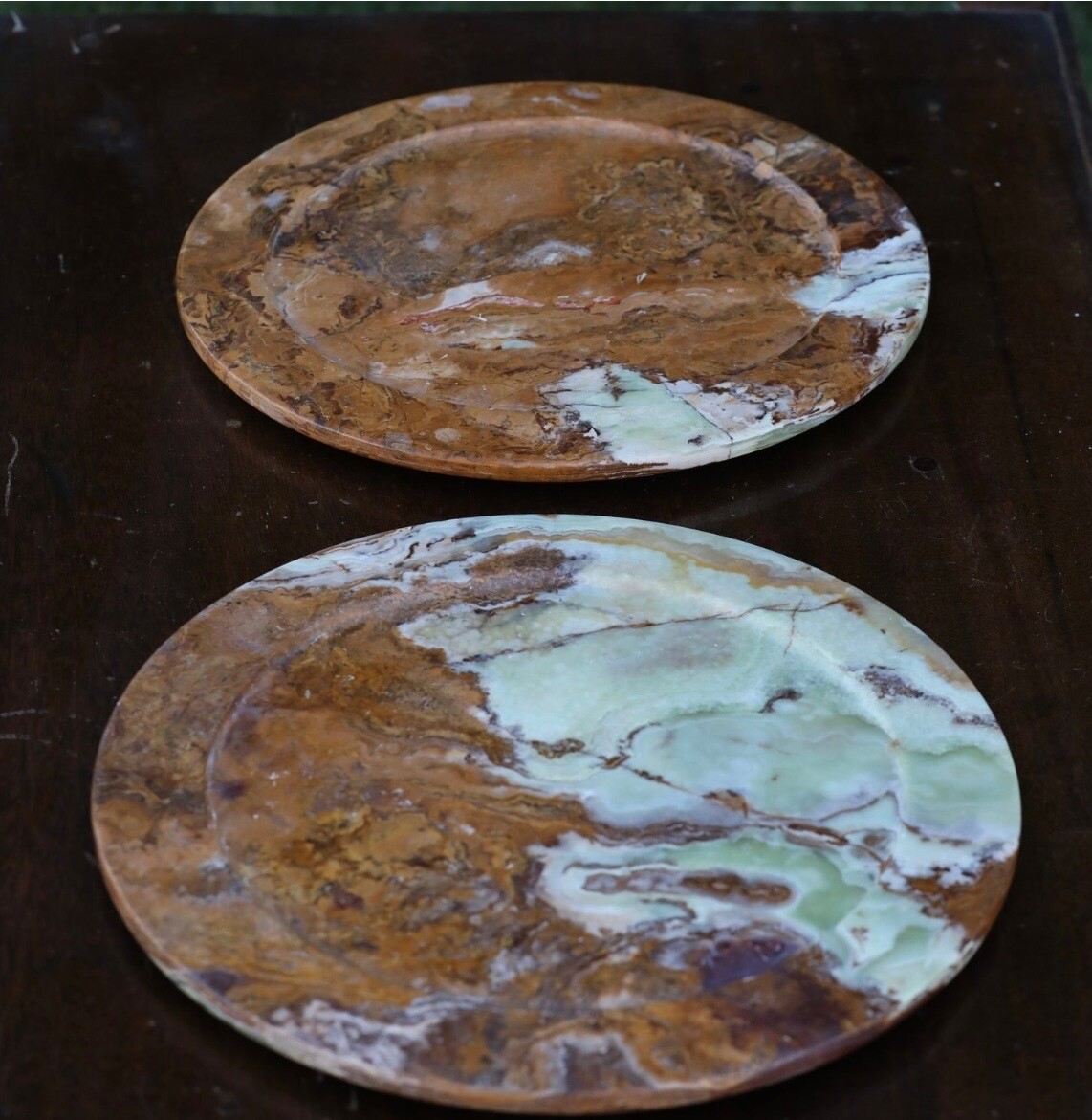Vintage Marble Genuine Stone 13”  Set of 4 Charger Plates Various Colors
