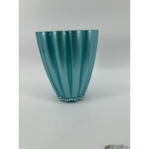 Teleflora Gift Vase Teal Green Ribbed Scalloped Flower Holder Home Decor