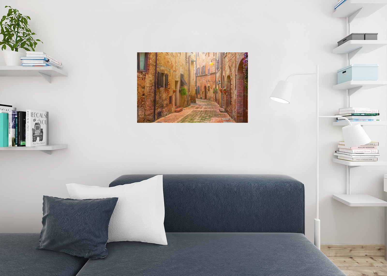Narrow Street in Old Italian Town Tuscany Italy Photo Photograph Poster 36×24
