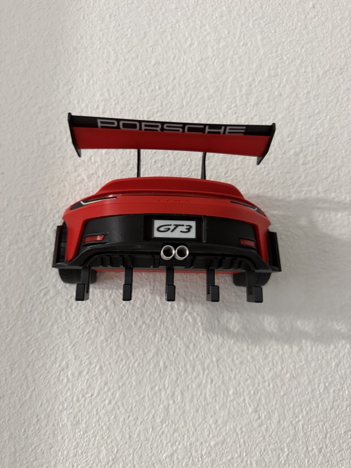 Porsche GT3 Car Shape Wall Mounted Key Rack Plastic Red Black Hanging