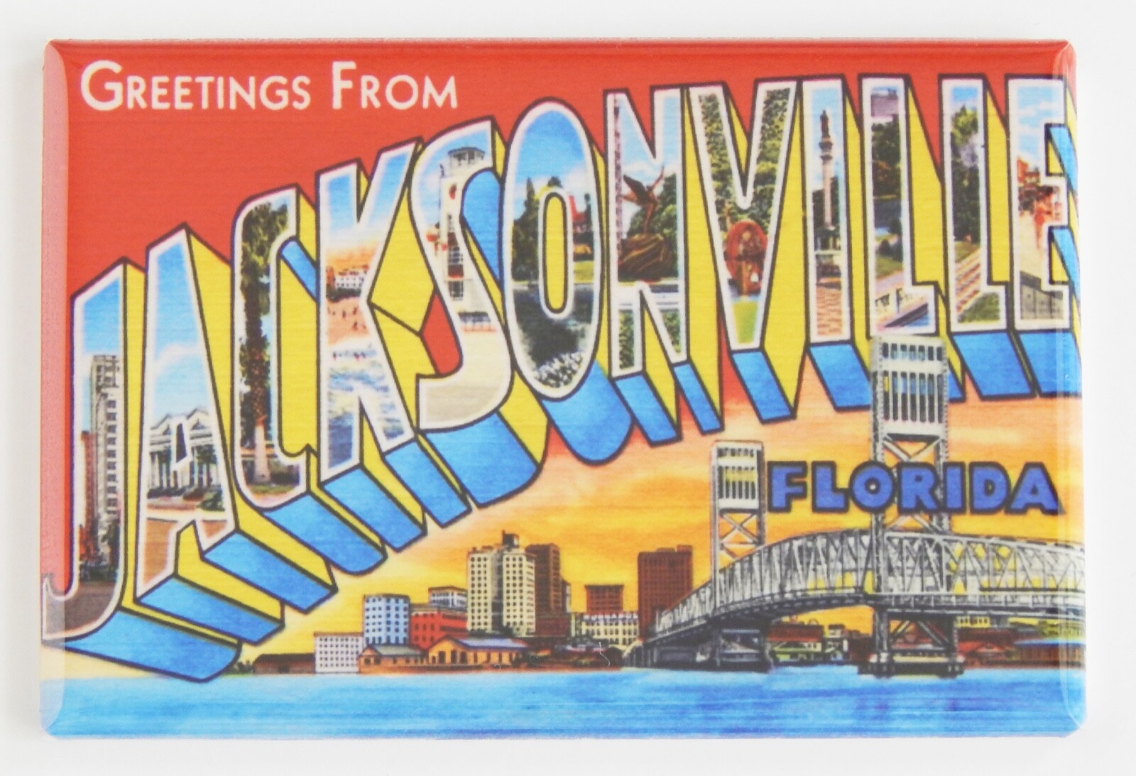 Greetings from Jacksonville Florida FRIDGE MAGNET travel souvenir