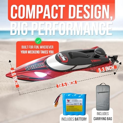 REV-UP RC Boat with Travel Bag – 21 MPH Fast RC Boats for Adults, Hobby-Grade Re