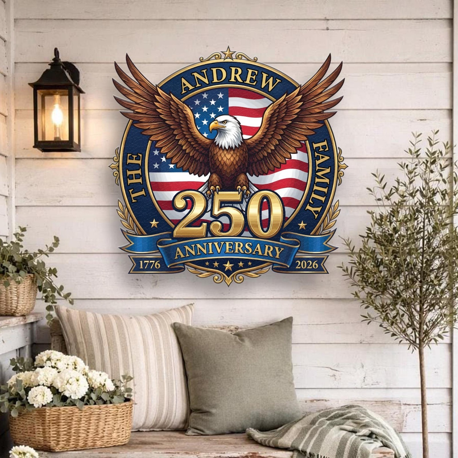 America 250th Anniversary Metal Sign Patriotic USA Flag Independence Wall Decor