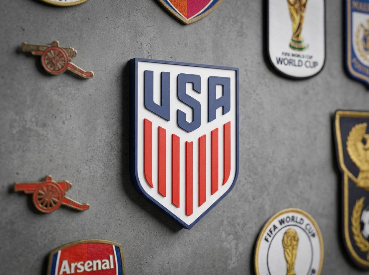 USA Soccer Shield Crest World Cup Decor Wall Art 3D Sign Shelf Desk