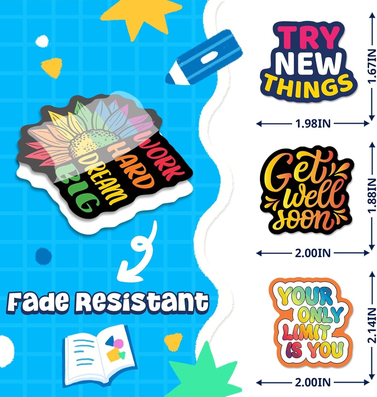 200PCS Motivational Stickers Inspirational Affirmation Vinyl Decals