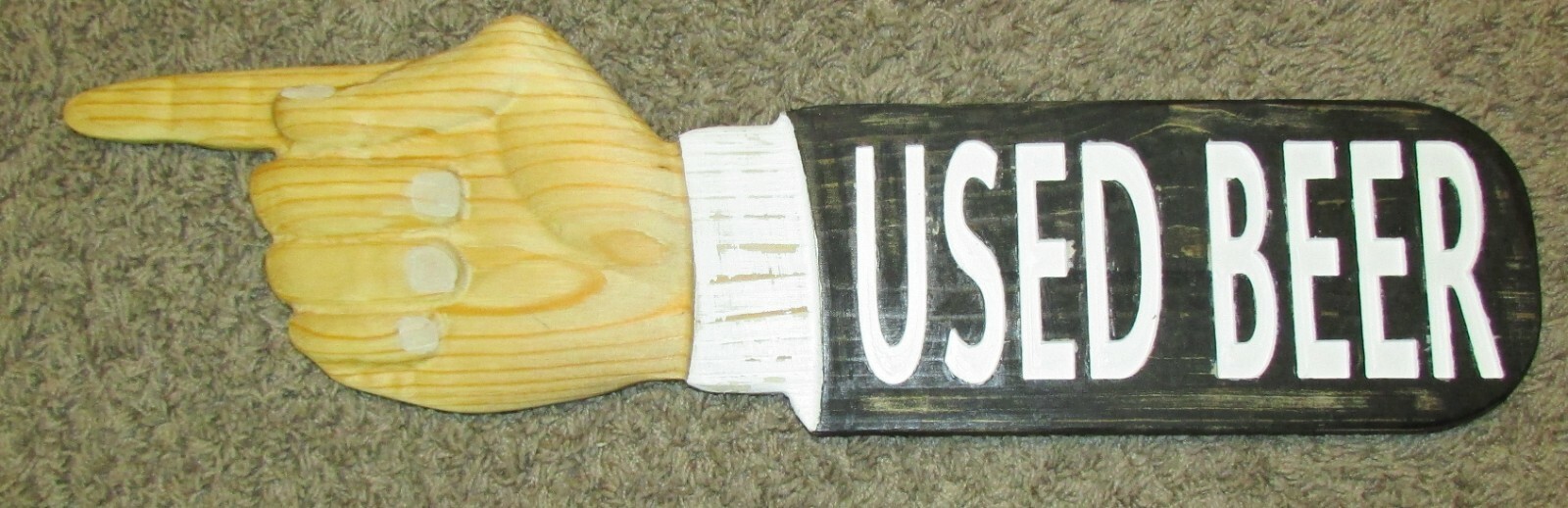 3D 23″ CARVED WOODEN SIGN POINTING FINGER CUSTOMIZED ”:YOUR WORDS” PLAQUE