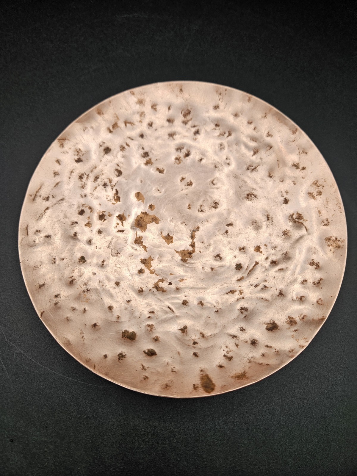Set Of 2 Small Decorative Textured Copper Plates ~6 Inches Wide