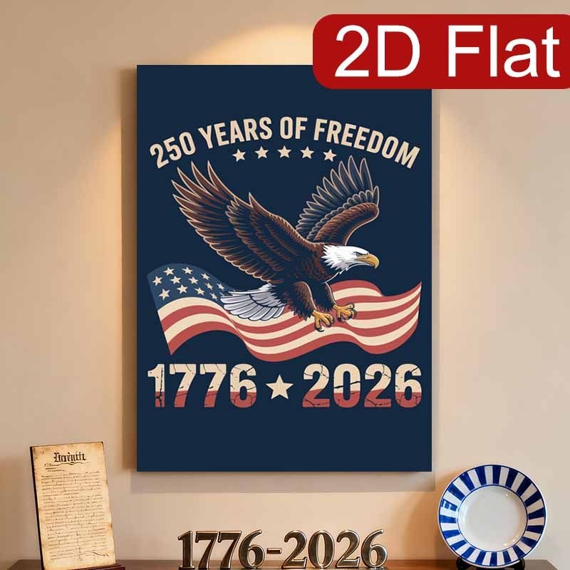 Freedom Eagle 1776-2026 Framed Canvas, USA Independence Patriotic Decor