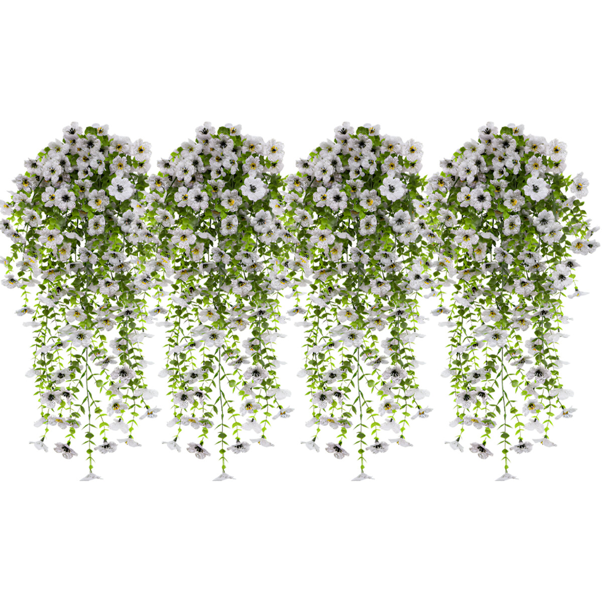 4Pcs Artificial Flowers, Plastic Plants for Outdoor Indoor Hanging Decoration