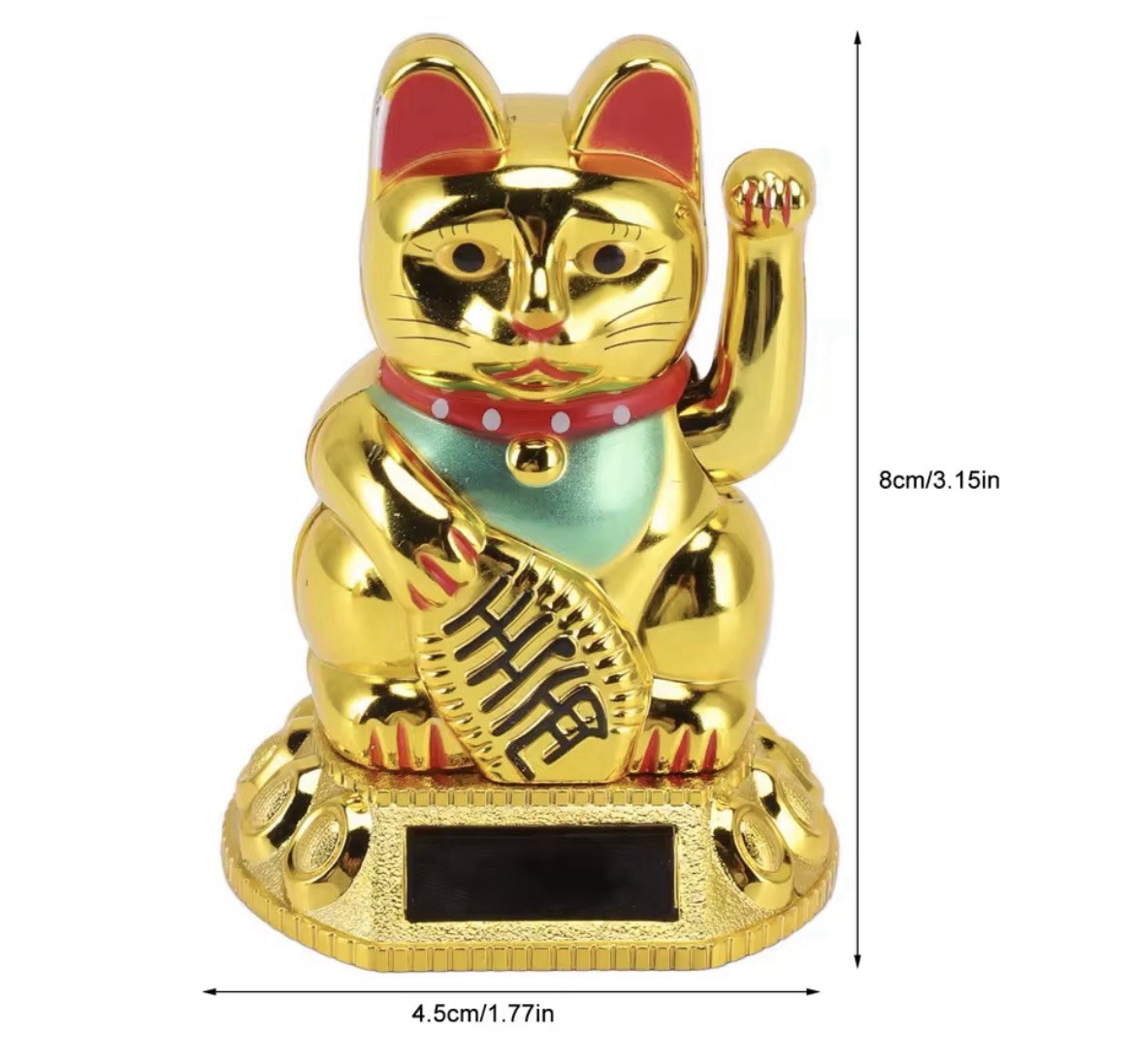 Chinese Lucky Cat Decoration Waving Arm Solar Light Induction Statue Decor