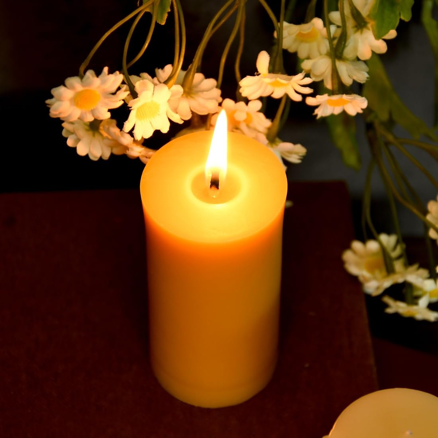 Natural Beeswax Pillar Candle 2×4 inch in Bulk, Smokeless and Long Lasting (2…