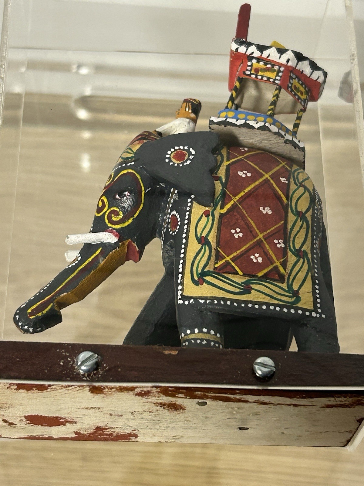 Kondapalli Wooden Hand Painted Elephant with Ambari (Multicolour) 5″x4” In Case