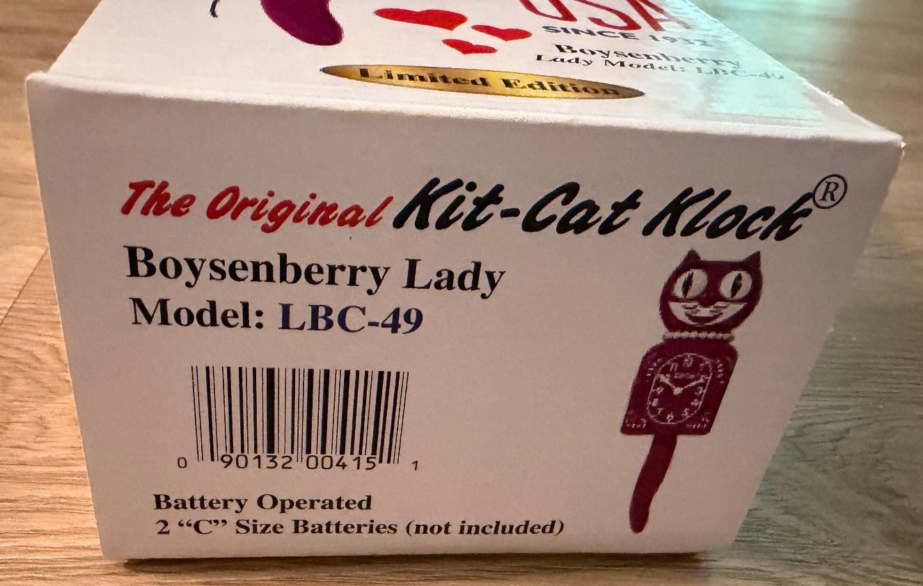 THE ORIGINAL KIT-CAT KLOCK BOYSENBERRY LADY MODEL LBC-49 90TH ANNIVERSARY NEW