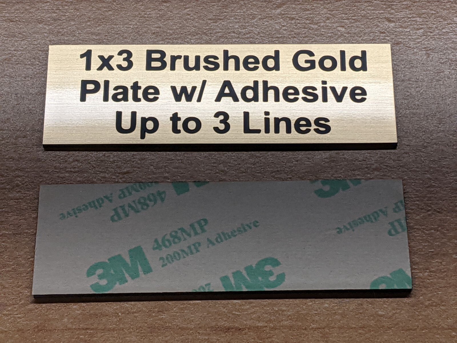 Custom Engraved 1 x 3 Brushed Gold finish Plate Adhesive Back Plaque Sign Tag