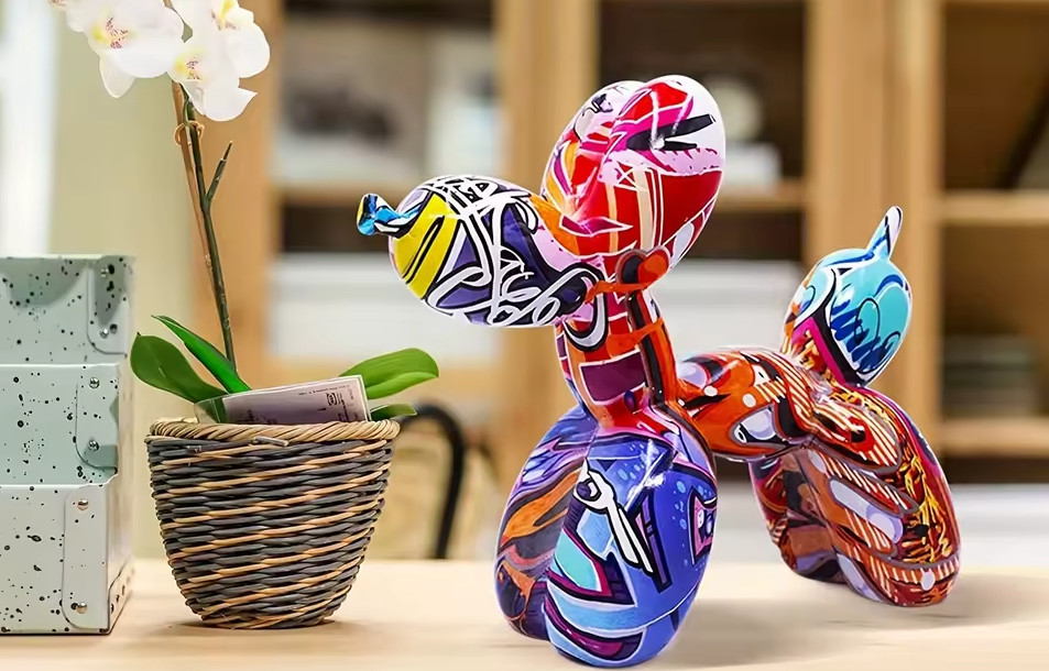 Colorful Balloon Dog Statue Animal Art Modern Home Decor Sculpture Ornament