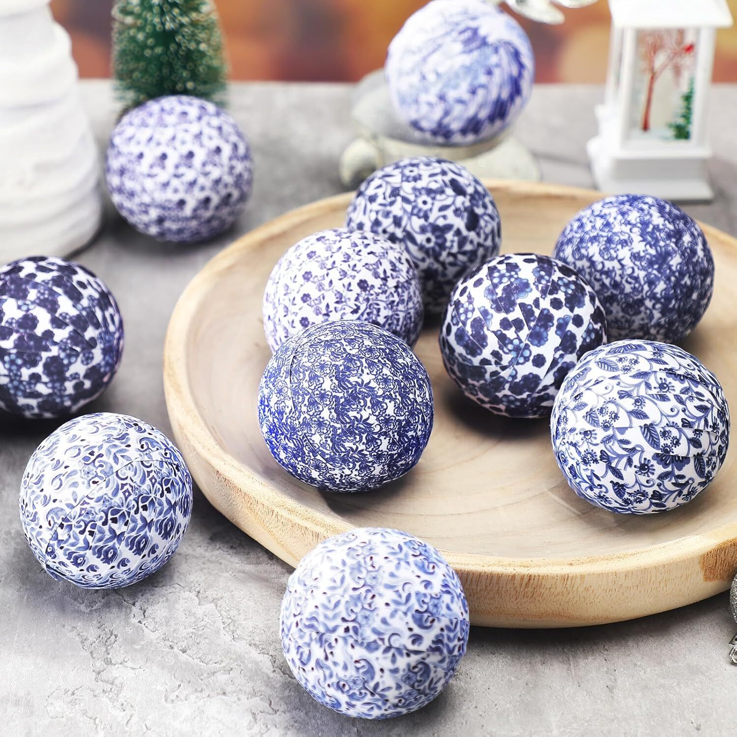 Porcelain Blue and White Decorative Balls Chinoiserie Balls for Centerpiece