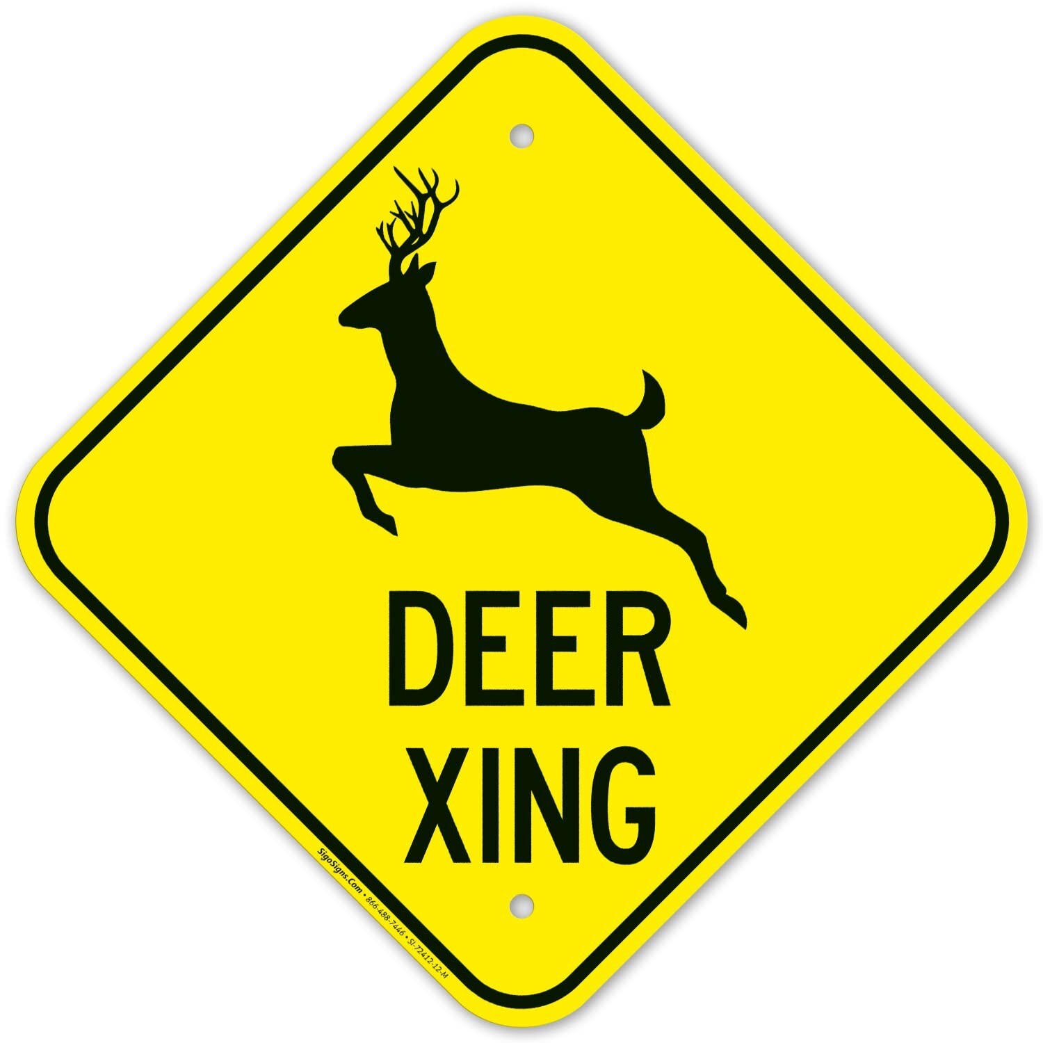Deer Xing Sign 12″x12″ Aluminum Crossing Warning – Rustproof & Fade-Resistant