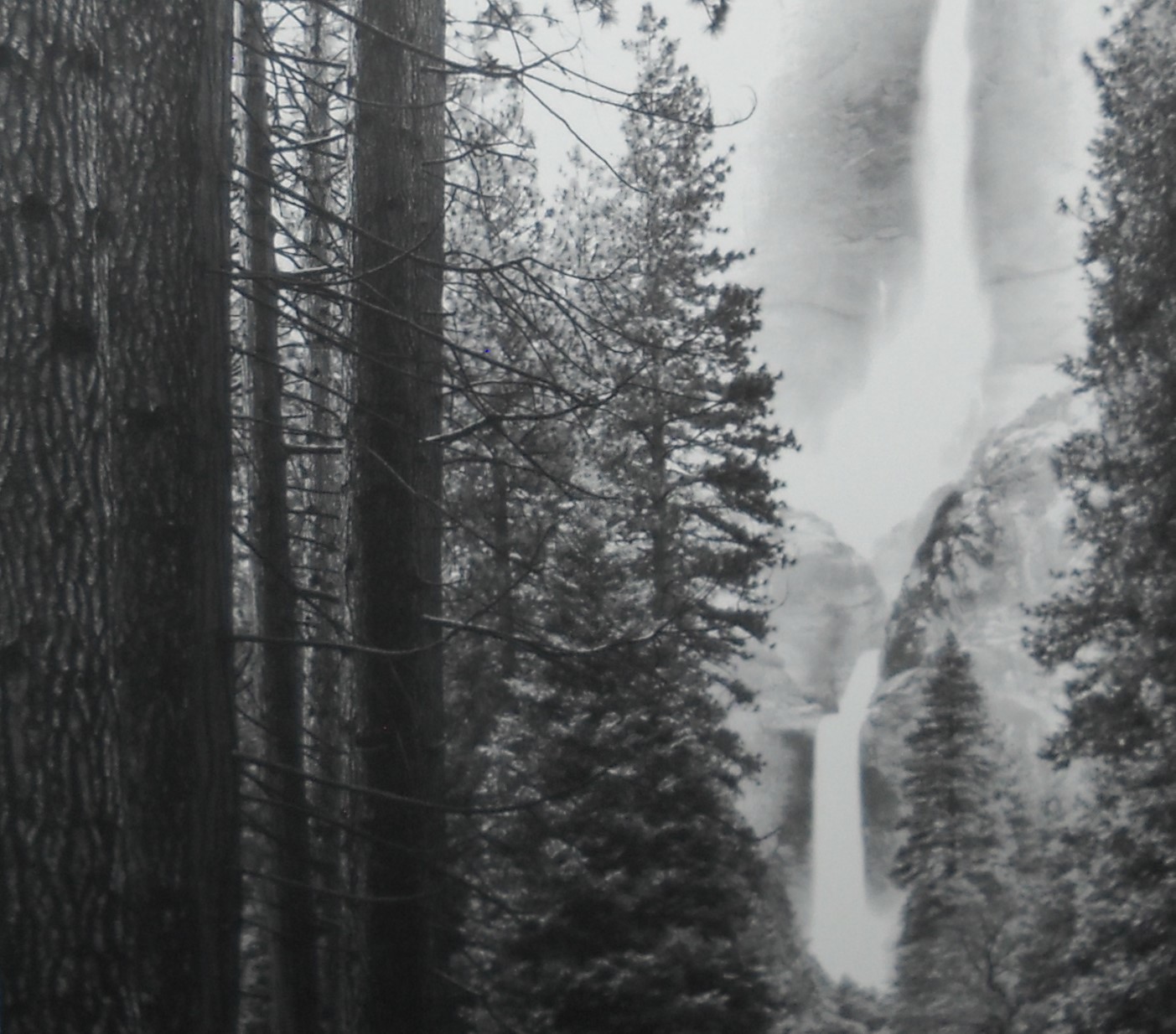 Upper & Lower Yosemite Falls *8×10 Framed Poster Print *Black & White *Framed VG