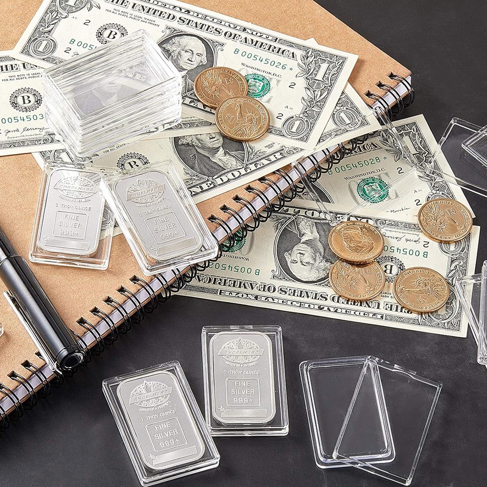 5-200x Clear Acrylic 1 Oz Silver Bar Capsule Holder Storage Case Container Box
