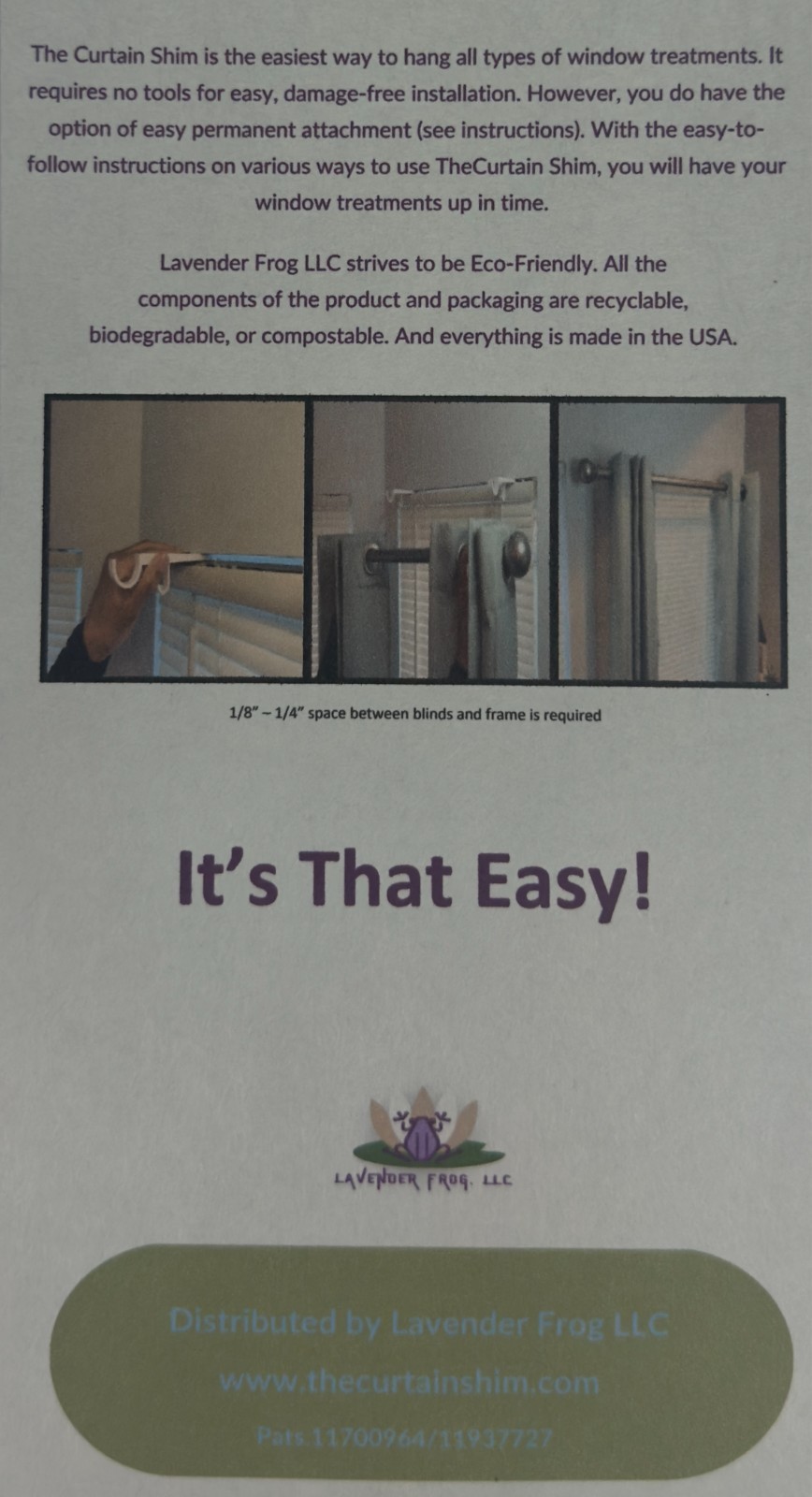 The Curtain Shim – Makes Hanging Curtains Easy! (1 pr.)