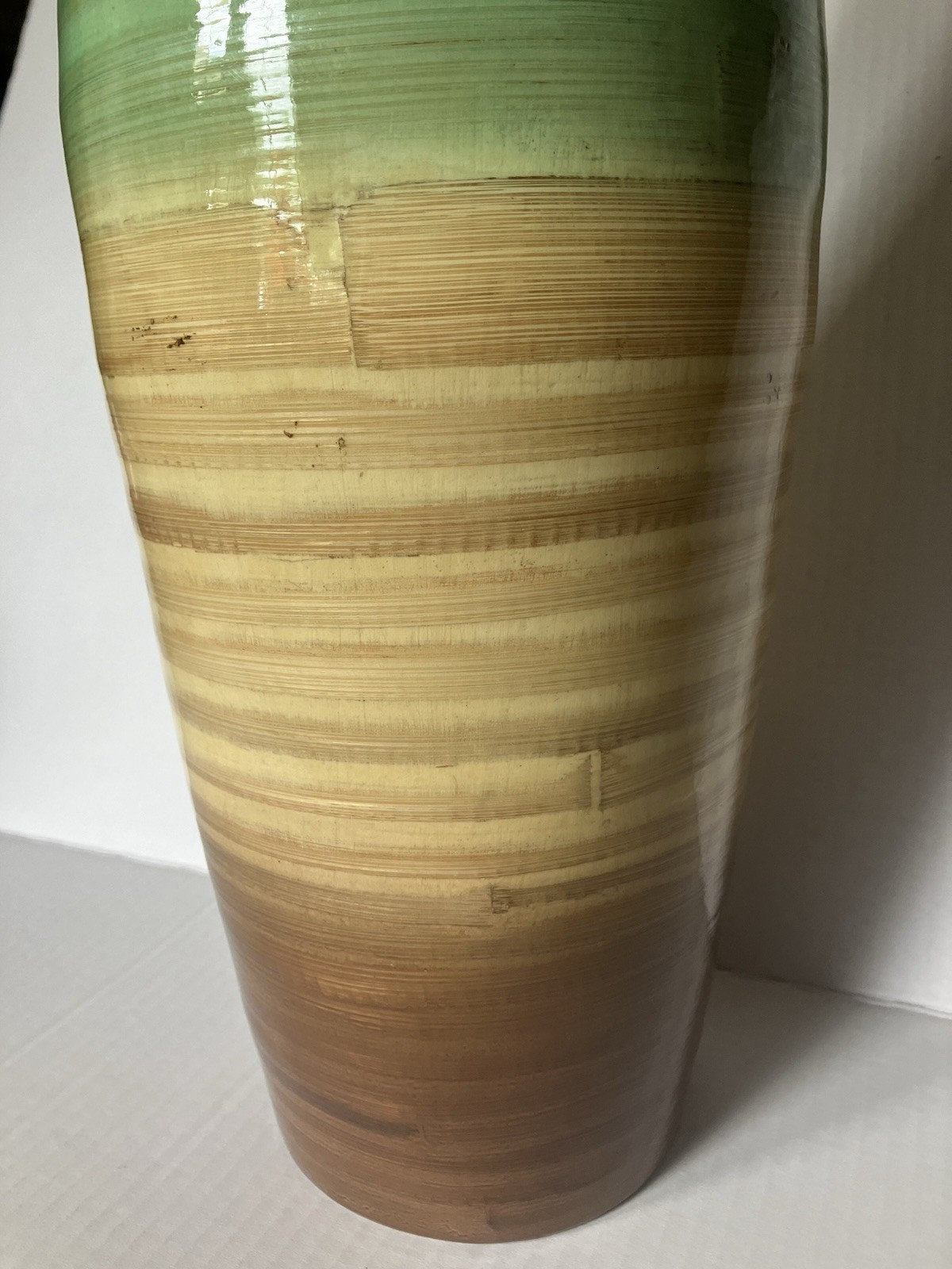 Bamboo Lacquered Colorful Floor/ Table Vase 17.5 X 6 Inches