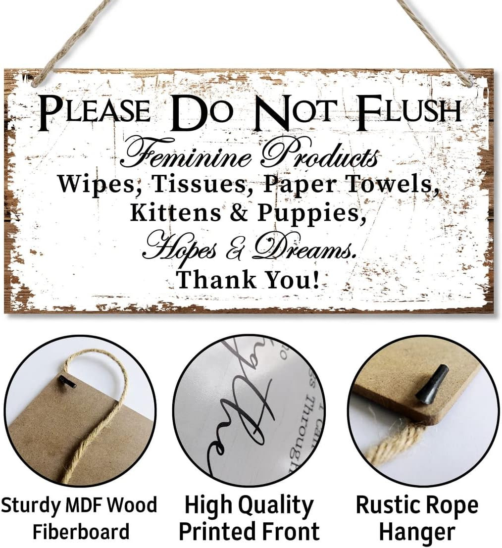 Please Do Not Flush Feminine Products Wall Decor Sign, Hopes & Dreams, Printed W