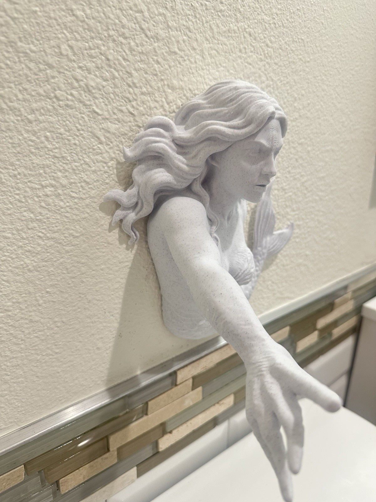 Mermaid Reaching Hand 9x9x7 Wall Mount Hanging Sculpture Art Fantasy Ocean Decor