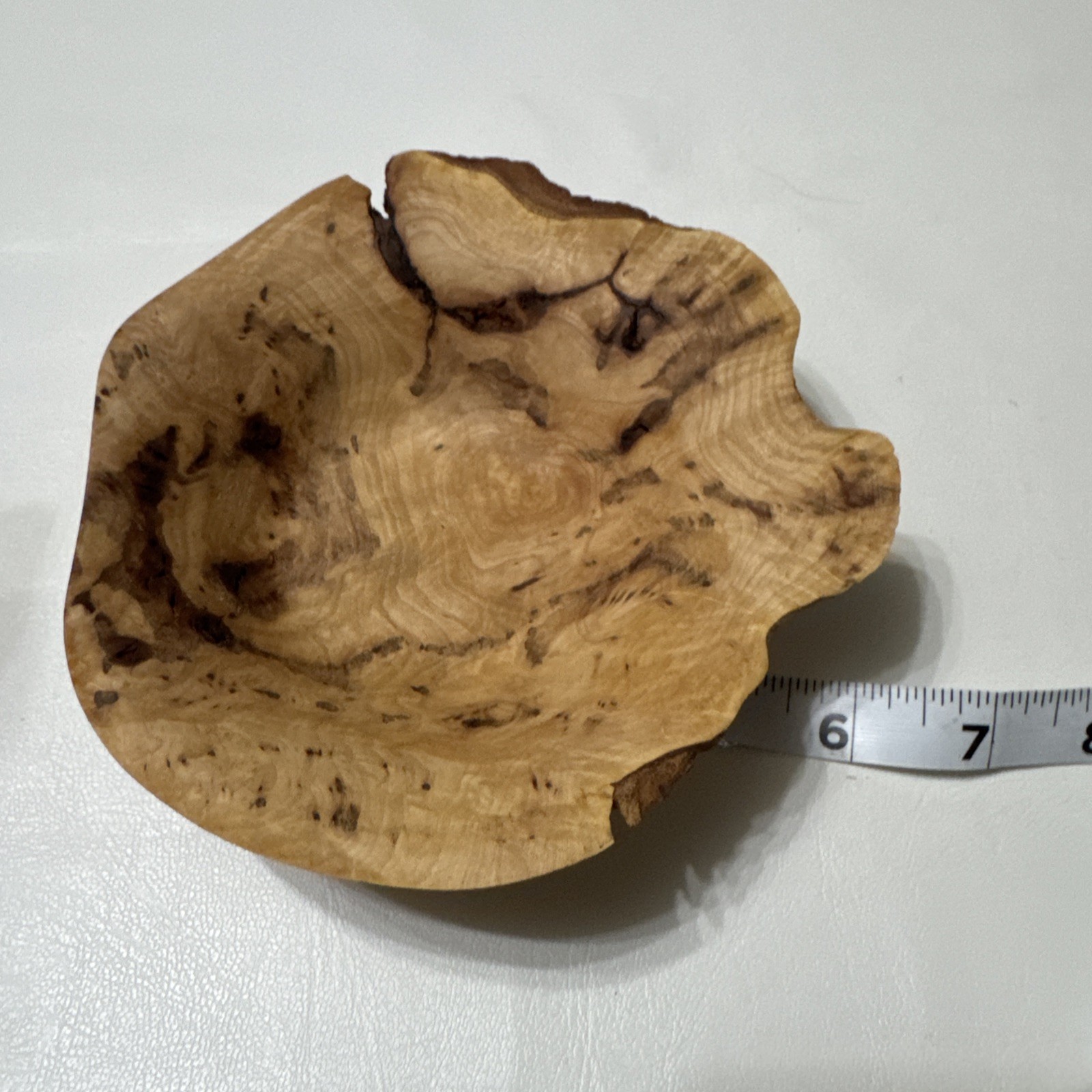 Hand Carved Root Wood Bowl Live Edge & Knot Tree Rustic Bowl Smooth 6.5”
