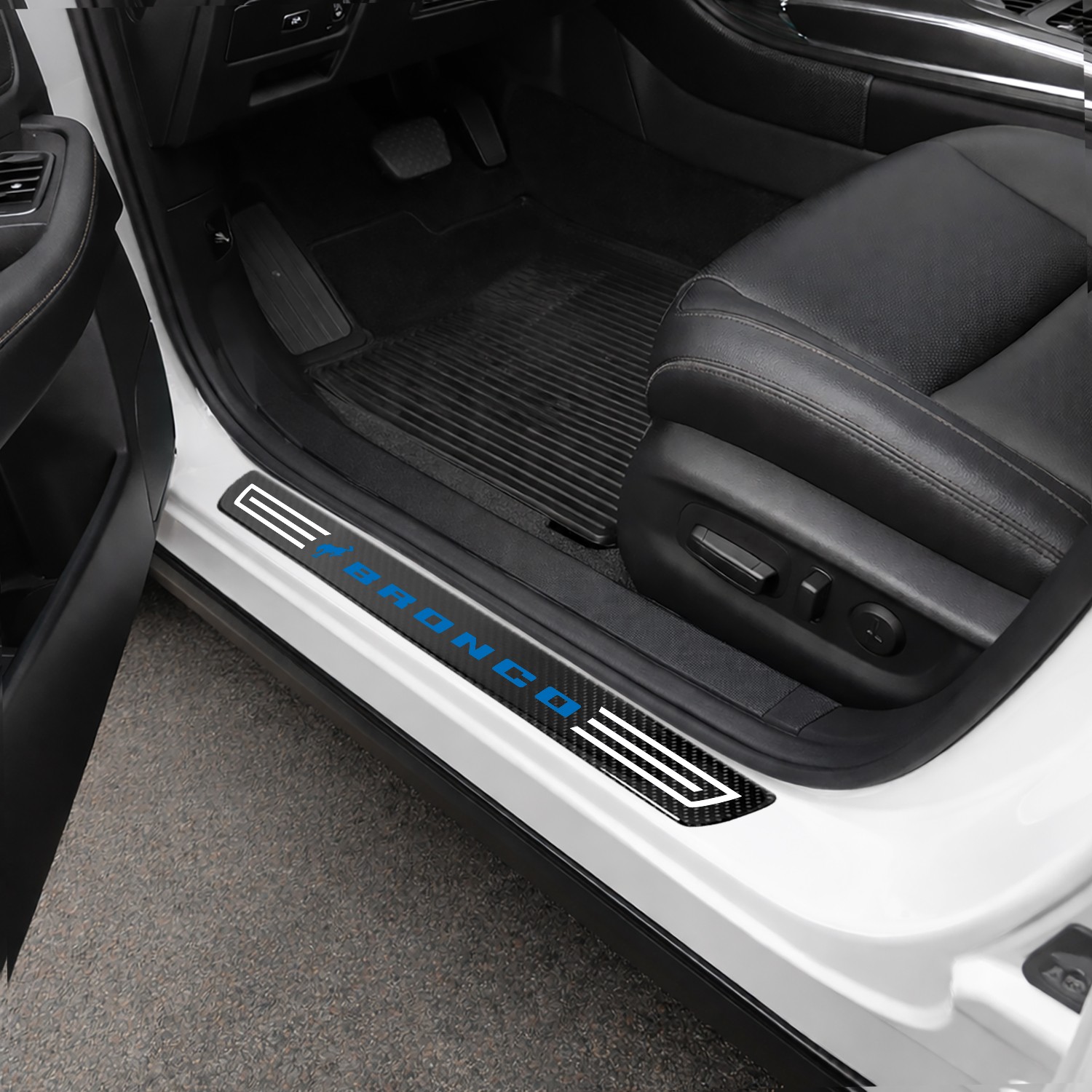 Ford Bronco in Blue X-Large Black Carbon Fiber 4 Pcs Universal Door Sill Plates