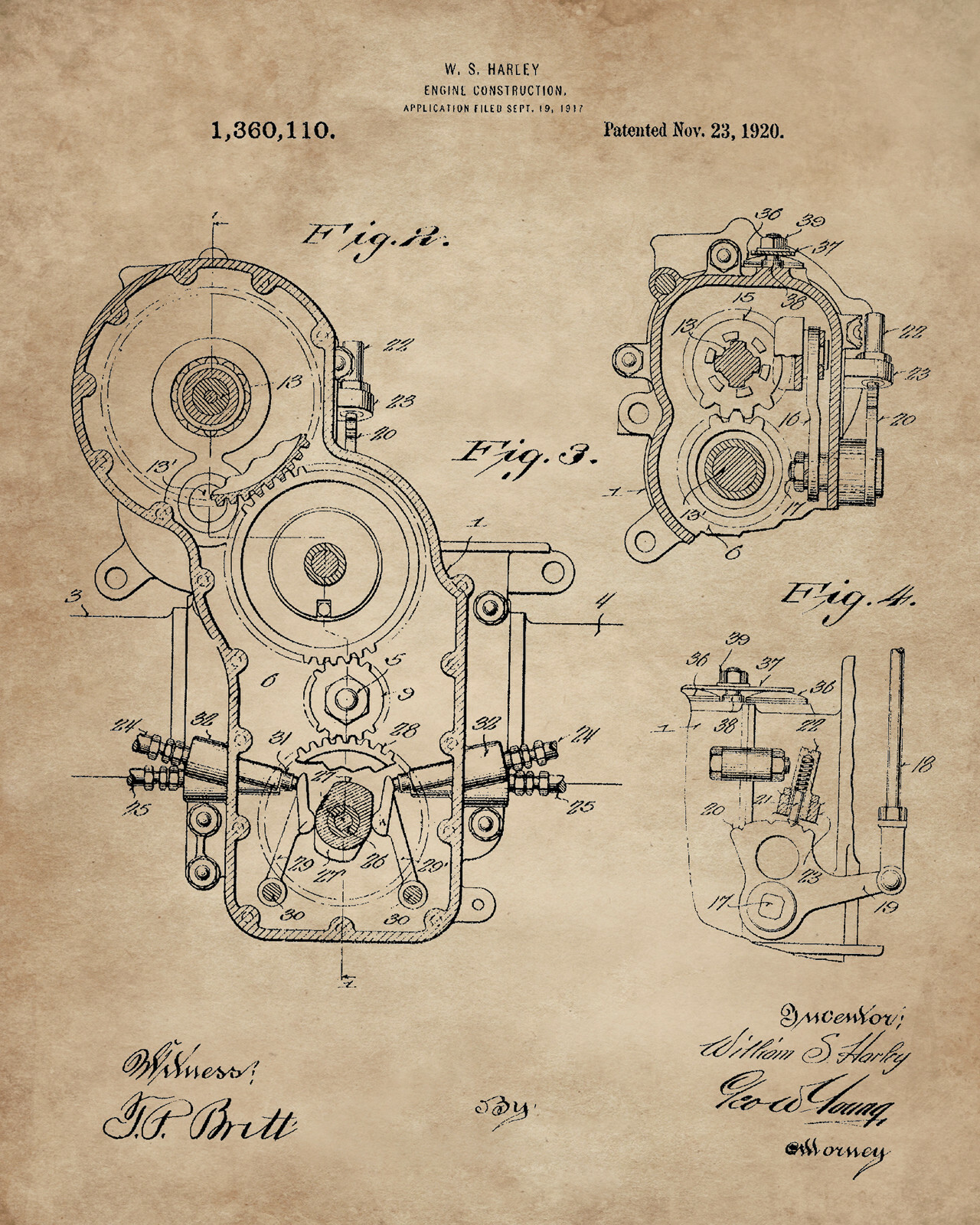 6 American Motorcycle Lovers Patent Art Prints Harley Davidson 8×10 in Wall Gift