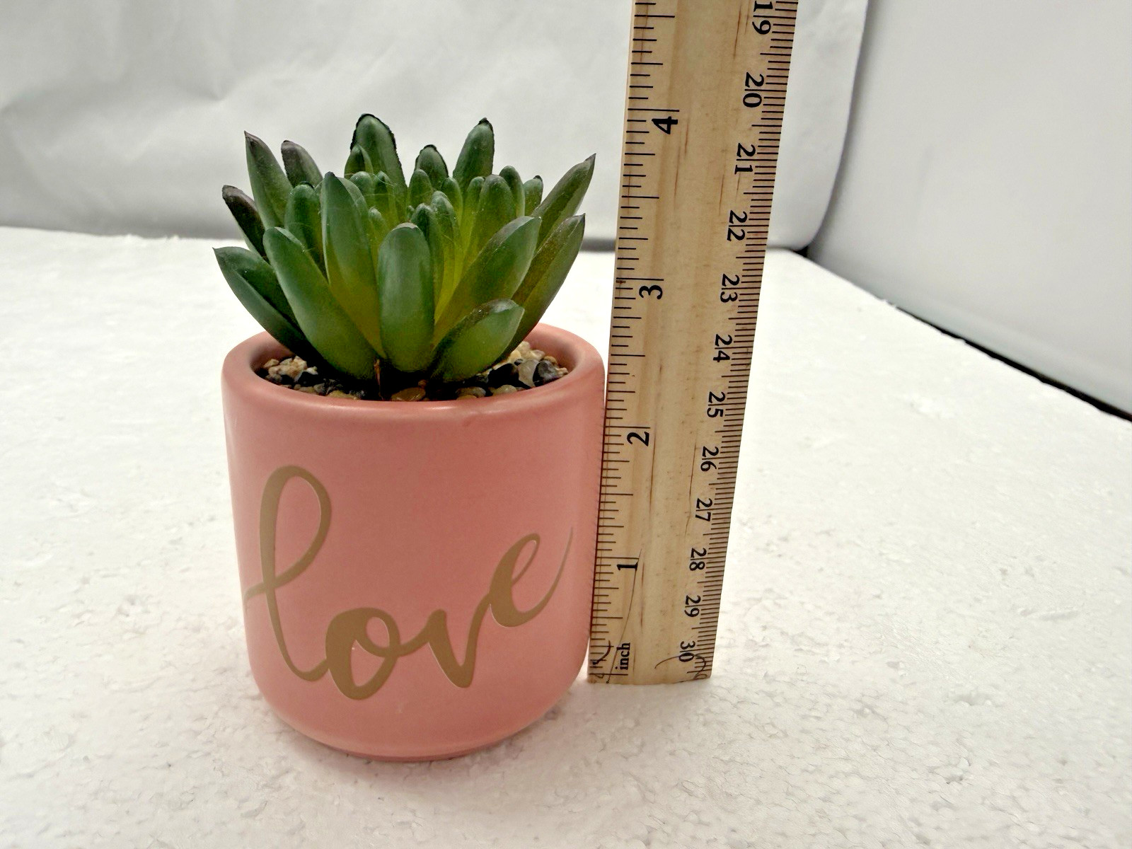 Potted Faux Succulent Pink ”Love” 4″ FAST SHIP!