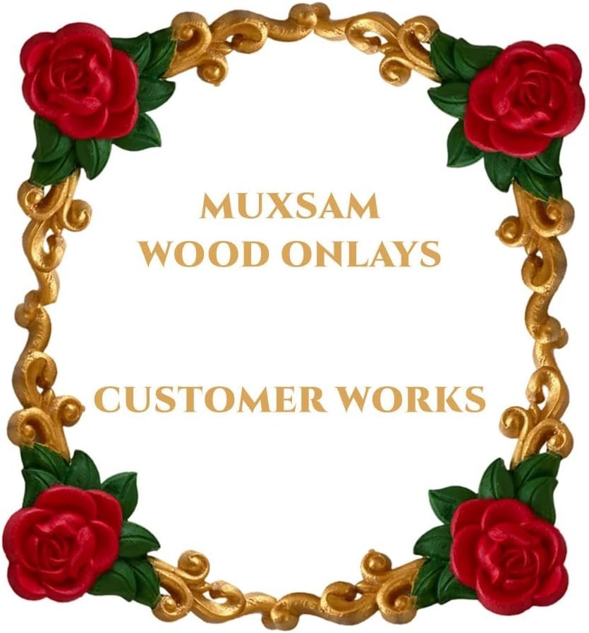 4Pcs Wood Appliques & Onlays for Furniture, 3.15″ x 3.15″8x8cm, Handmade Carv…