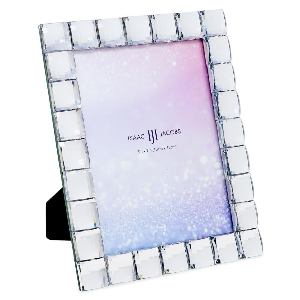 Isaac Jacobs Decorative Sparkling Light Blue Jewel Picture Frame, Photo…