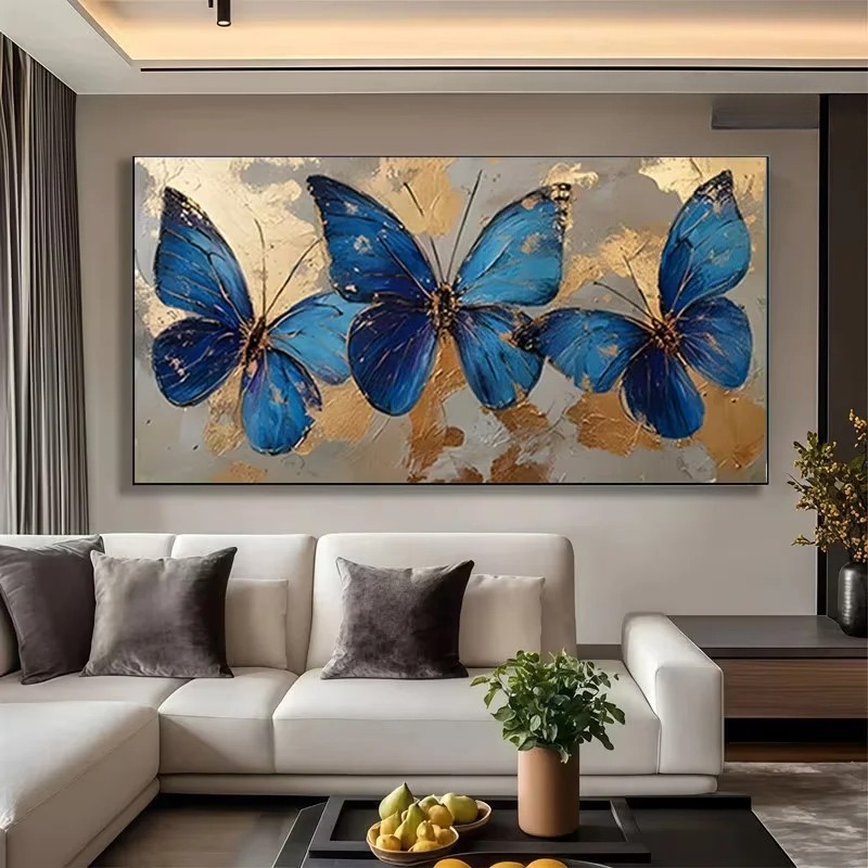 Blue Butterflies Canvas Painting Canvas Poster Wall Art Mural Home Decor Picture