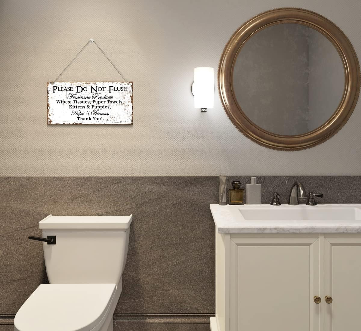 Please Do Not Flush Feminine Products Wall Decor Sign, Hopes & Dreams, Printed W