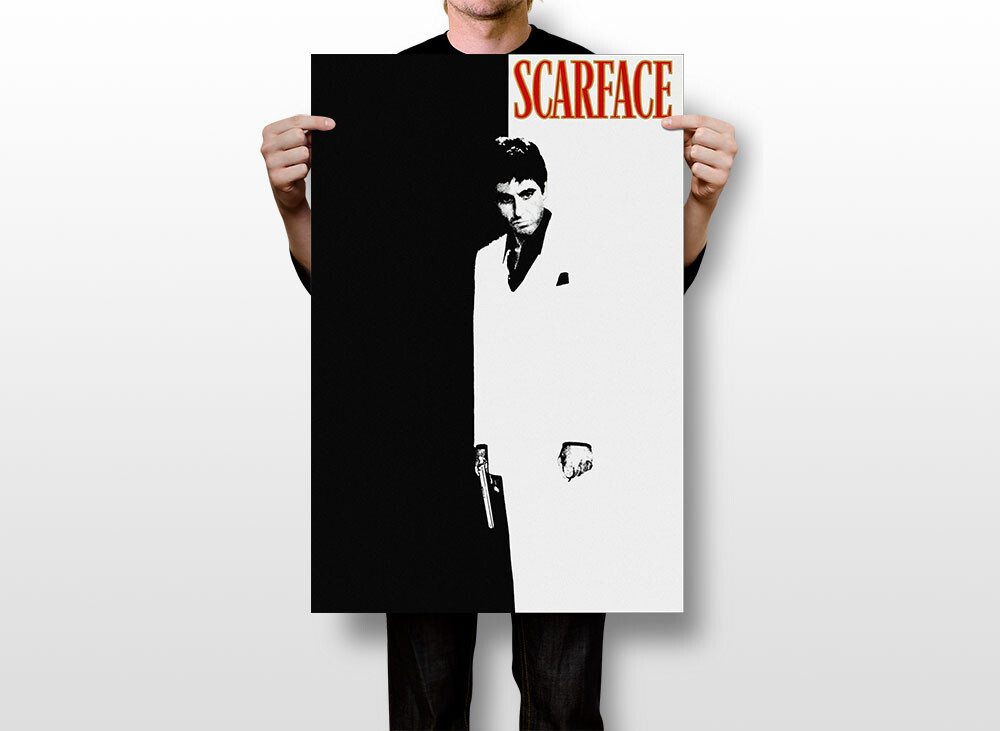 Scarface Movie Drama Crime Black And White Painting Print Wall – POSTER 20×30